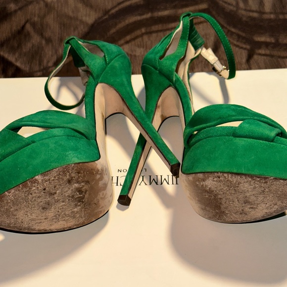 💯%Authentic JIMMY CHOO Greta Emerald Green Suede Sandals! $$PRICE DROP ALERT!! - Picture 5 of 11